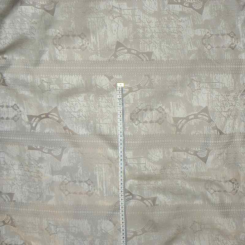 DA799 Bavlněná látka damašek 100x280cm hvězdy šedobéžová