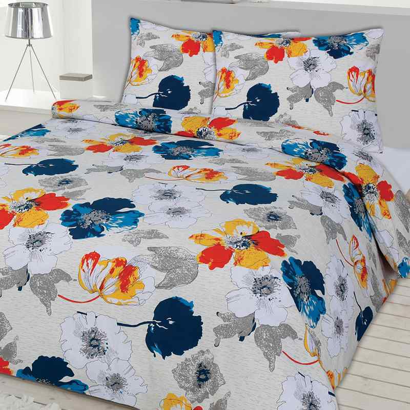 FL6 Bavlněný flanel látka 50x55cm květy béžová zbytek na patchwork