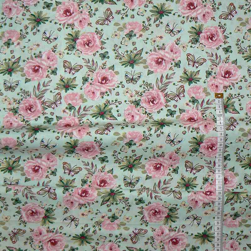 0212D Bavlněná látka 32x79cm garden mint