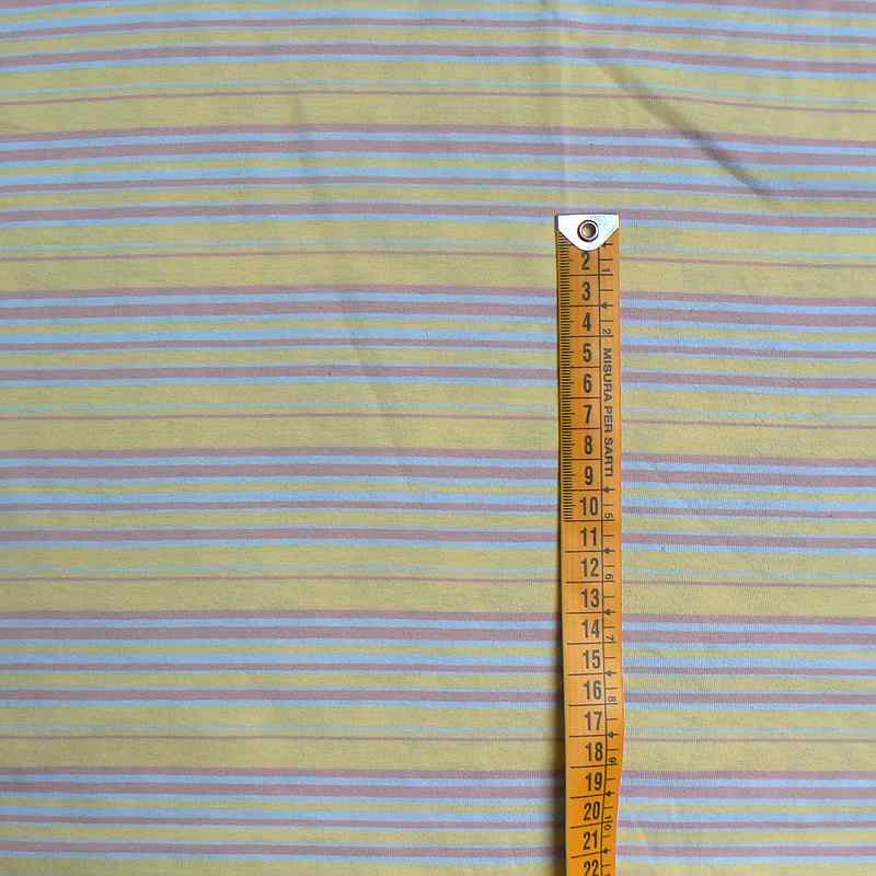 Bavlněný tenký elastický úplet 76x114cm žlutomodrá zbytek oděvy (F5)