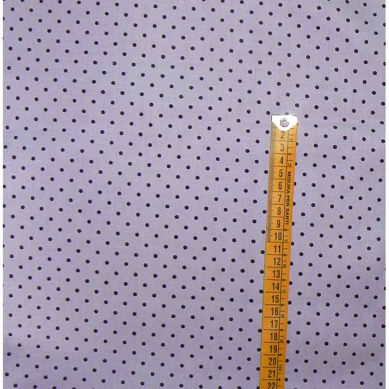 Bavlněný manšestr 76x88cm černé puntíky na fial (F51)