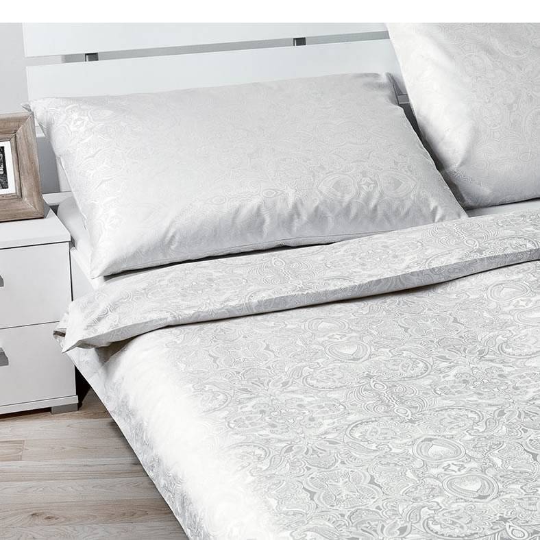 DA1319 Exkluzívní bavlněná látka damašek 90x280cm bestar ornament bílá