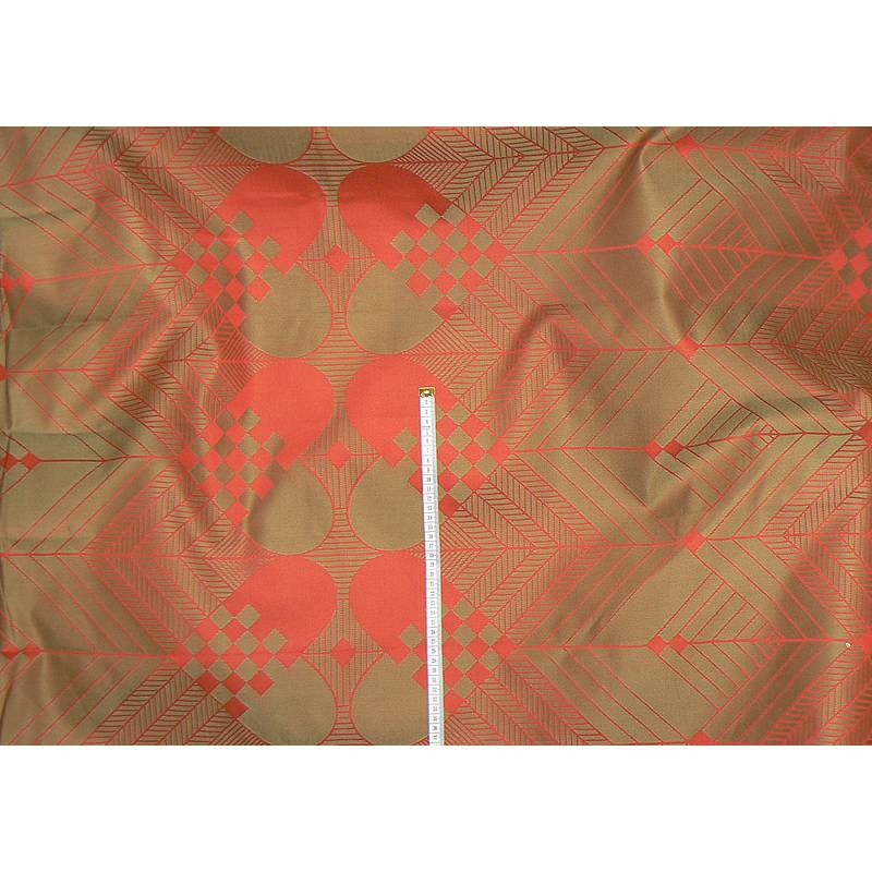 DA1585 Exkluzívní bavlněná látka damašek ubrusovina 280x140cm červenozlatá srdce vysoká gramáž 280g m2