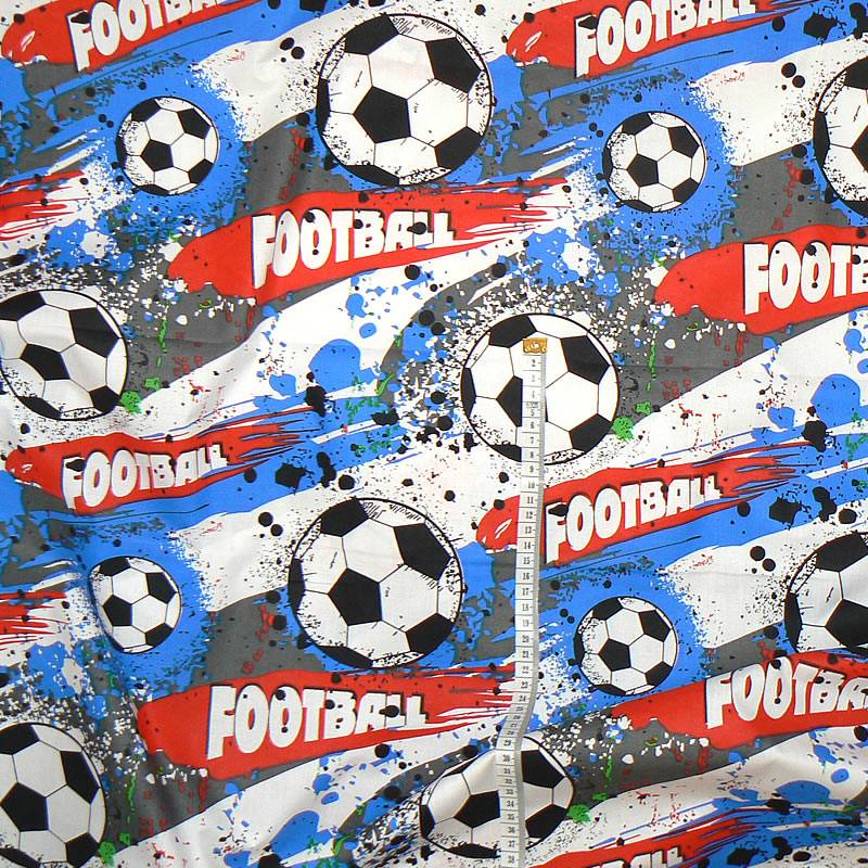 0334D Bavlněná látka plátno 40x79cm míče fotbal