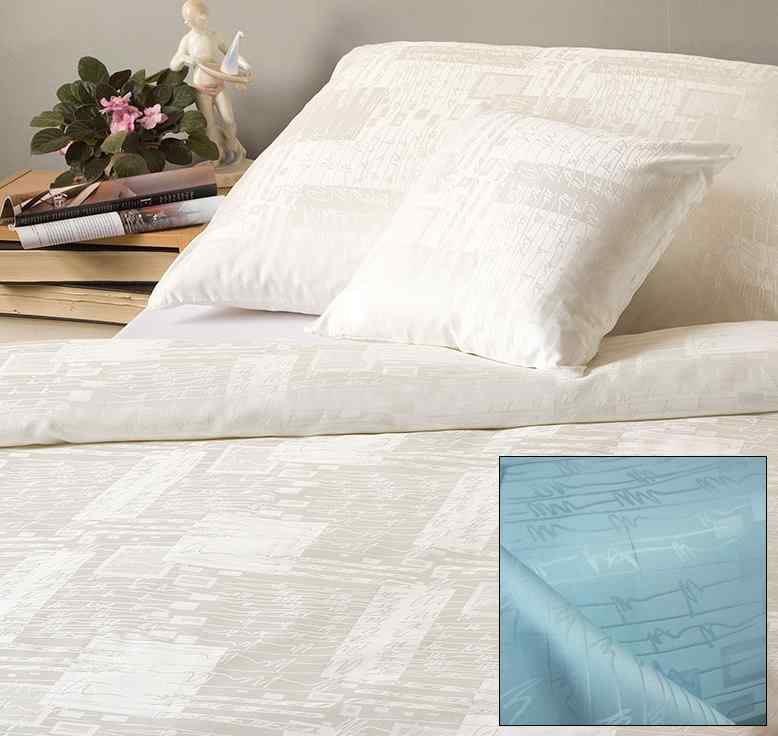 Exkluzívní bavlněná látka damašek písmo aqua (modrá) 76x244cm (3)