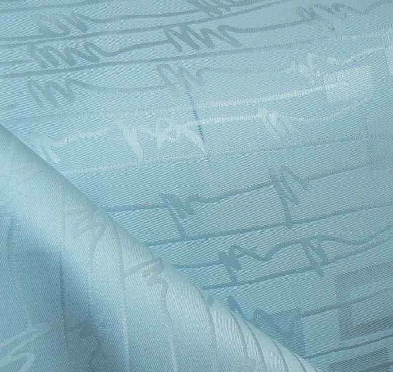 Exkluzívní bavlněná látka damašek písmo aqua (modrá) 76x244cm (3)