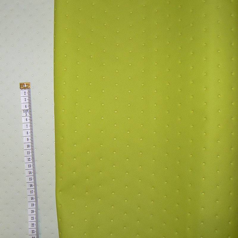 KK311/a II.jakost přišpiněná Exkluzívní koženka zbytek 45x69cm koženka puntíčky zelená na vatelínu