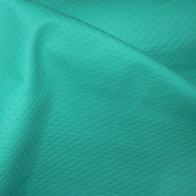 KK321/1 Exkluzívní koženka zbytek 45x130cm koženka puntíky nefritová na filcu