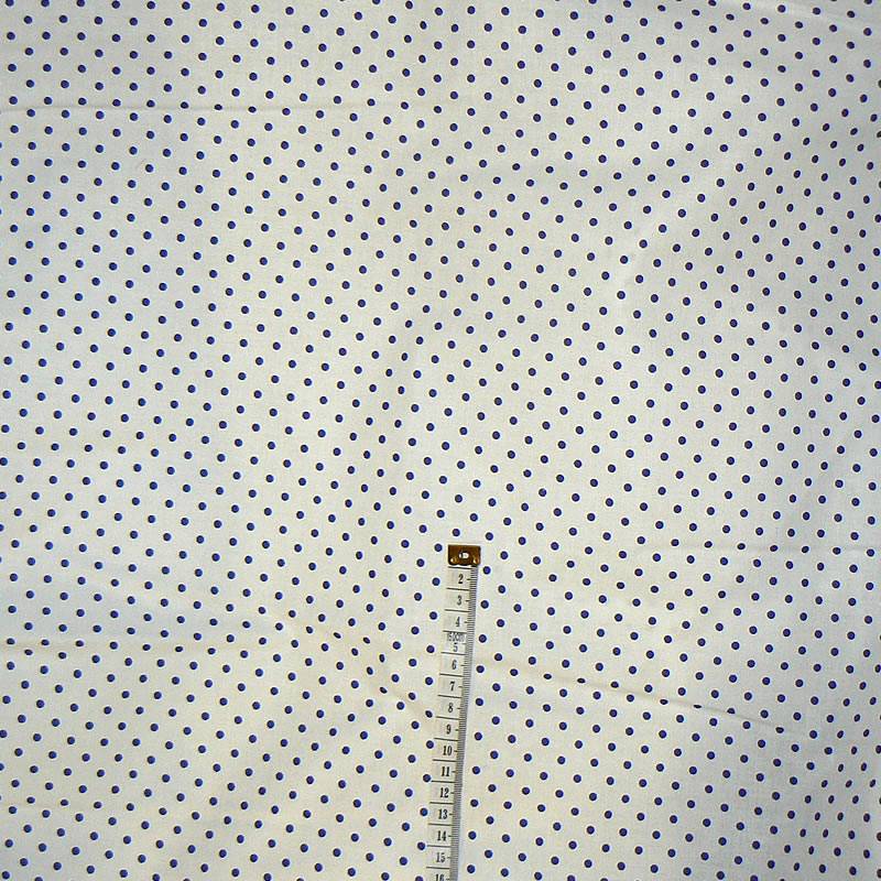 0700D/1 Bavlněná látka plátno 24x79cm modré puntíky na bílé 4mm