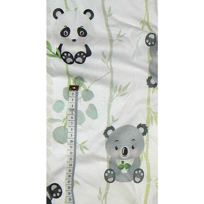 7B76 Bambusová viskóza žerzej 4000x15cm panda a koala bambus zbytek na patchwork