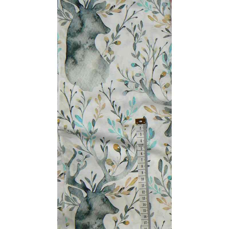 5A111 Bambusová viskóza žerzej 490x22cm jelen zelenožlutá zbytek na patchwork