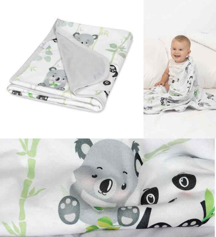 5A117 Bambusová viskóza žerzej 490x24cm panda a koala bambus zbytek na patchwork