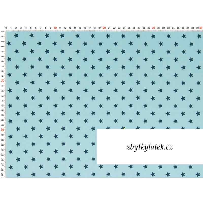 0603D/1 Bavlněná látka plátno 24x79cm šedé hvězdičky na tyrkys