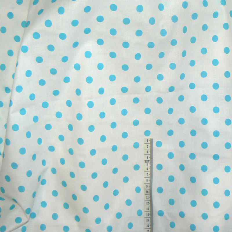 0573D/1 Bavlněná látka plátno 33x79cm tyrkysové puntíky na bílé