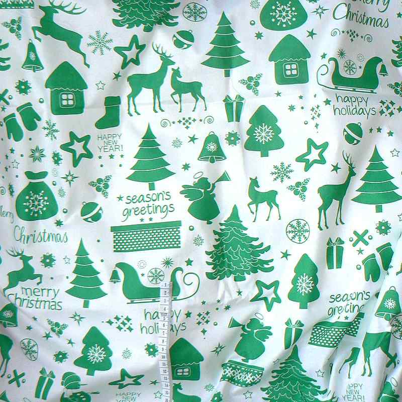 01018/1 Bavlněná látka 102x79cm merry christmas zelenobílá zbytek na patchwork