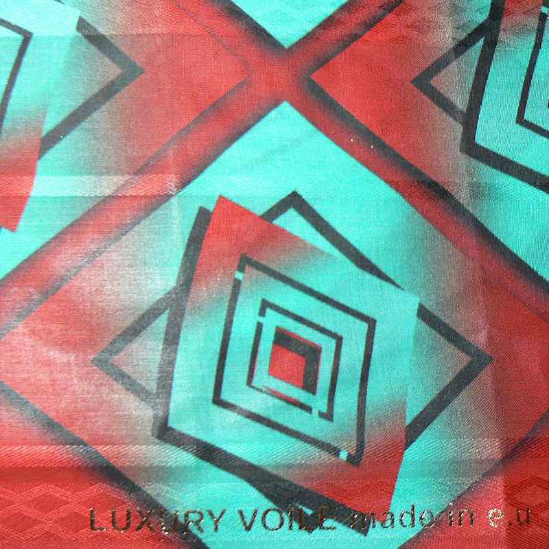 Lehounký africký bavlněný voál 60x140cm červenotyrkys vzor (BR48)