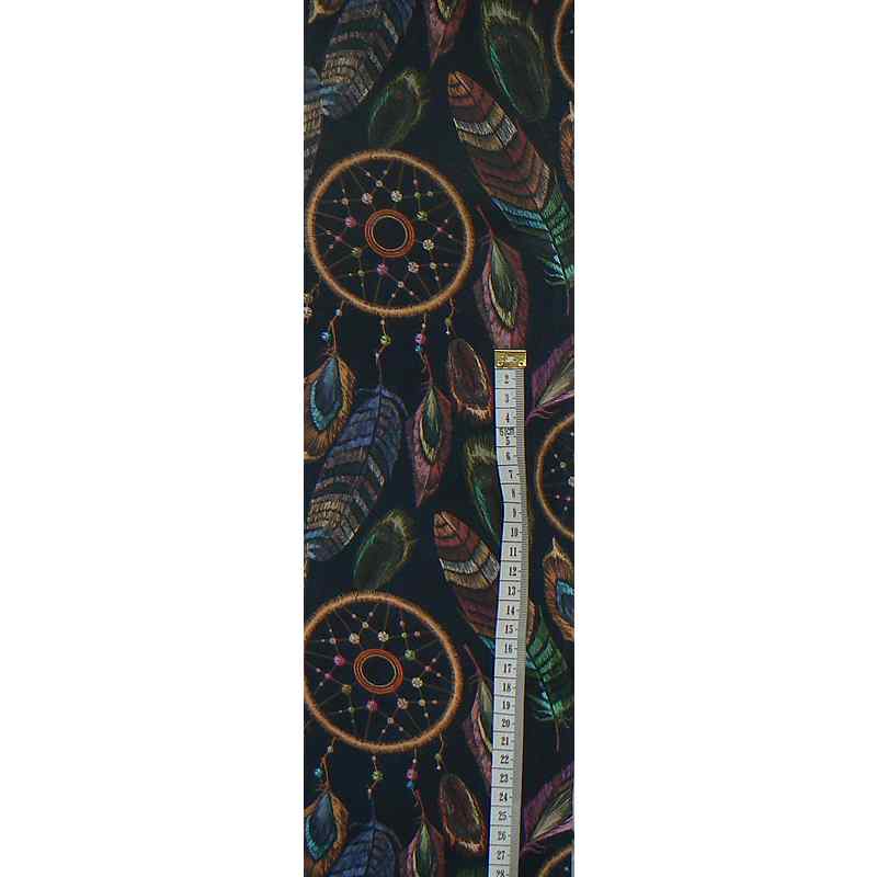 7G236 Bavlněná látka 90x285cm lapače na černé zbytek na patchwork