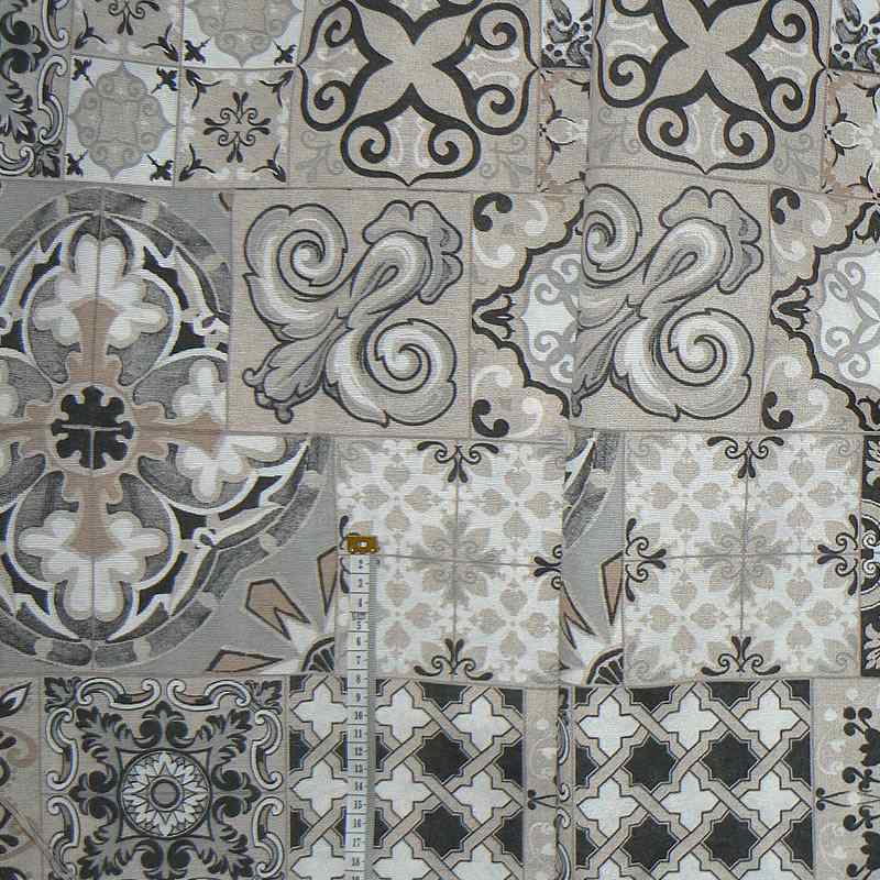 5V4 Bavlněná (režná) látka 31x94cm béžová ornament zbytek na patchwork