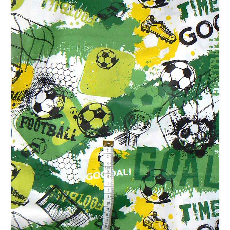 5Z32 Bavlněná látka plátno 40x40cm fotbal zelenožlutá goal time zbytek