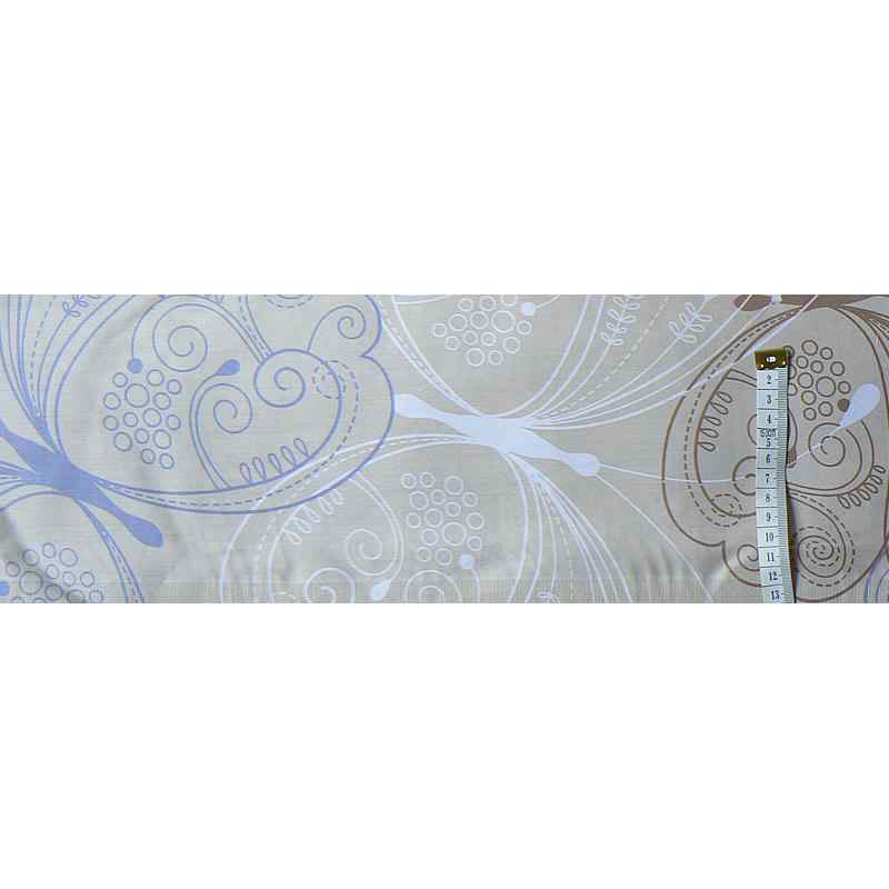 6A278 SLEVA 50% Bavlněný satén látka 800x14cm béžovomodrá motýl 
