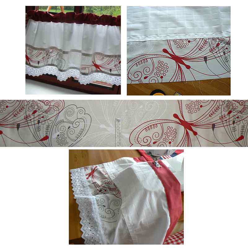 6C70 Bavlněný satén 190x12cm béžovočervená motýl