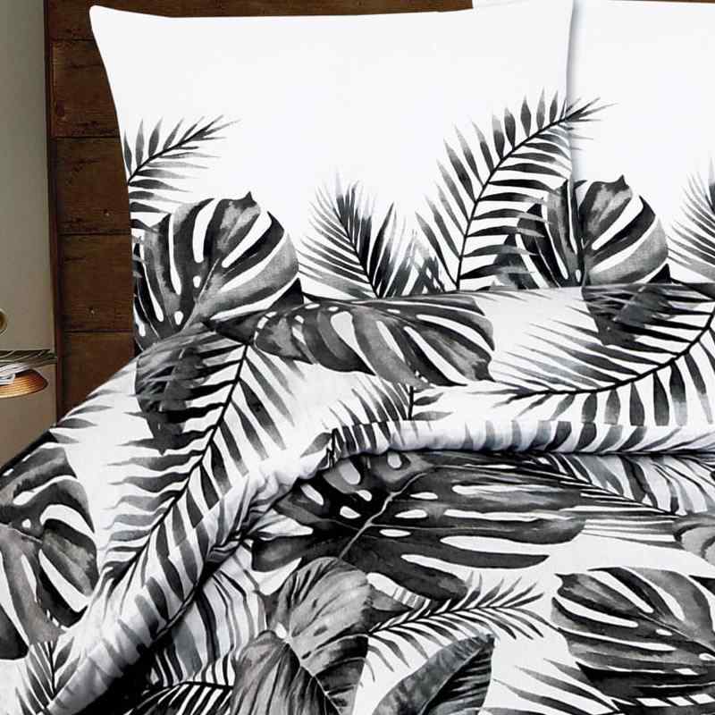 6C89 SLEVA 50% Bavlněný flanel látka 80x70cm monstera listy bílá (foto viz polštář) zbytek patchwork 