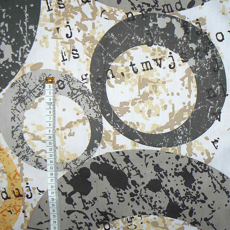 6C170 SLEVA50% Bavlněný satén látka 580x13cm hnědá písmena vhodná na patchwork