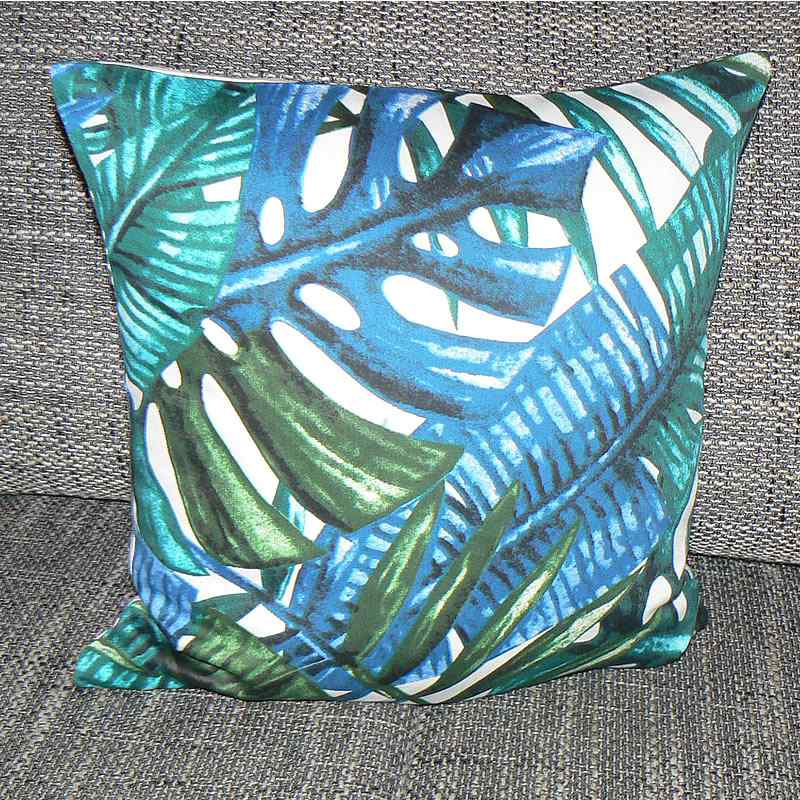 6D55 Bavlněný satén látka 280x50cm monstera listy tmavě modrá (viz peřina) zbytek na patchwork