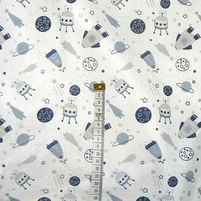 6V1 Bavlněná látka 420x9cm vesmír na bílé zbytek na patchwork