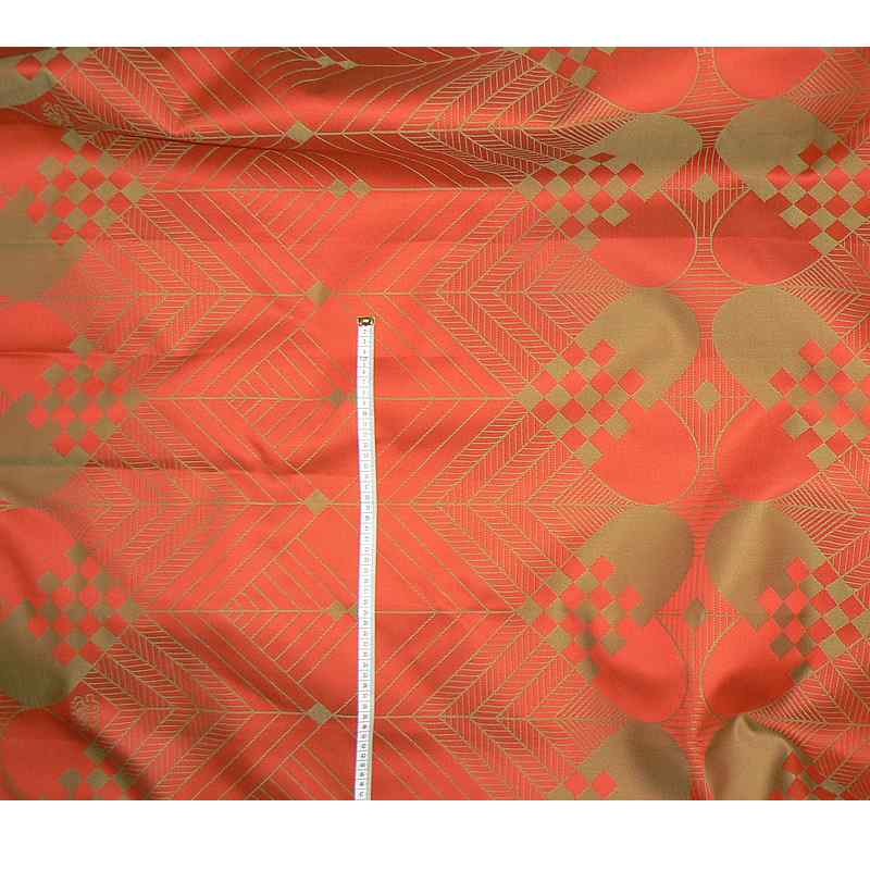 UB5 SLEVA 35% II.jakost Exkluzívní bavlněná látka damašek ubrusovina 118x166cm červenozlatá srdce vysoká gramáž280g m2