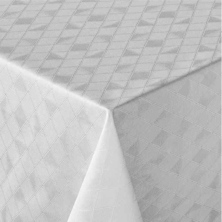 UB12 II.jakost Bavlněná damašková ubrusovina 260x280cm kosočtverce 3x3cm bílá vysoká gramáž 200g m2