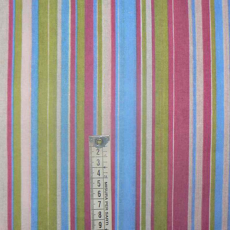 Bavlněný látka 20x15cm proužky růžovozelená zbytky na patchwork (1N32)