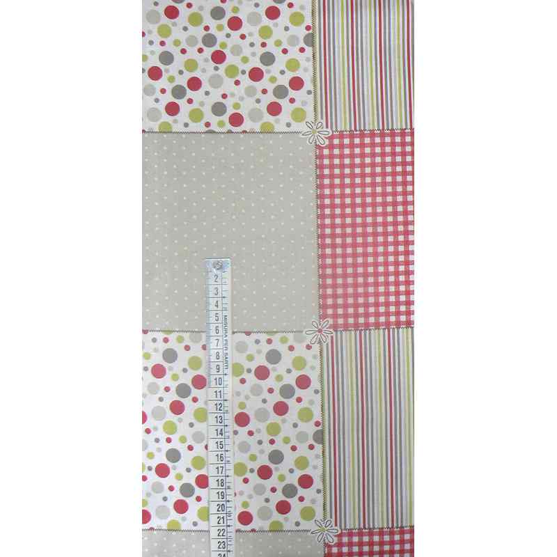 Bavlněná látka 46x23cm béžovočervená na patchwork (1N40)