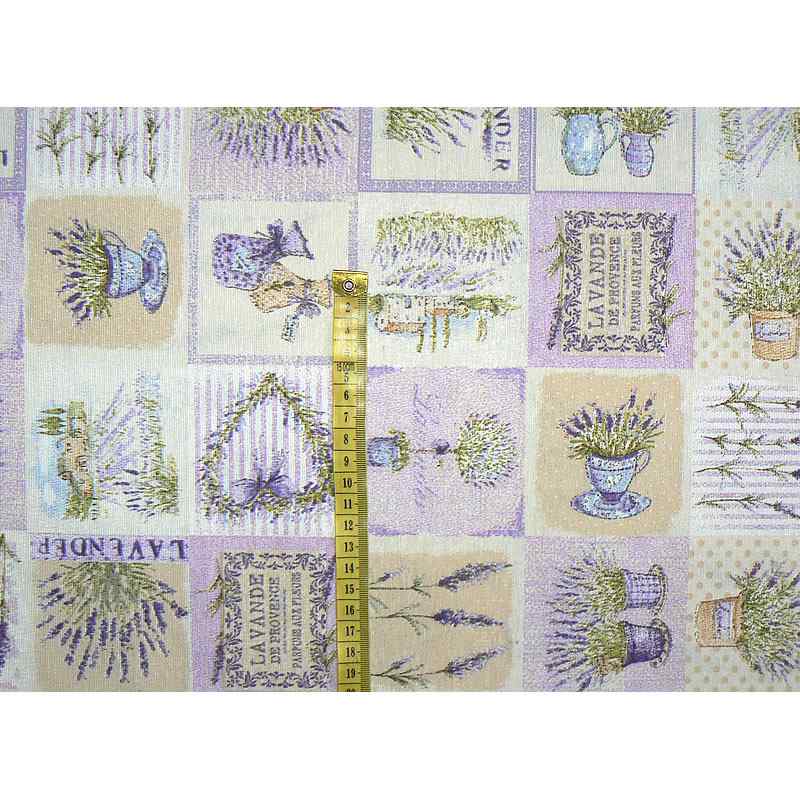 Bavlněná látka 98X27cm levandule fialkovokrémová (1P36)