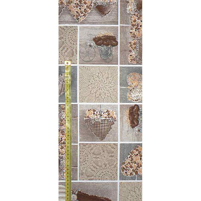 Bavlněná látka 21x94srdce béžová zbytek na patchwork (1P41)