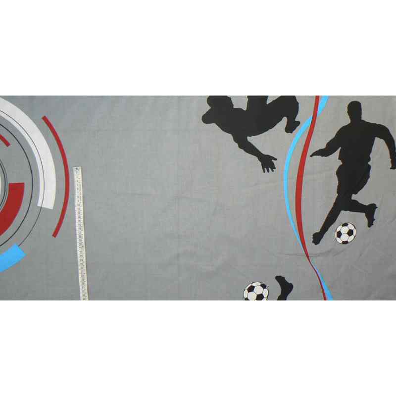 Bavlněná látka 110x160m fotbalisté šedá zbytek na patchwork (1P111)