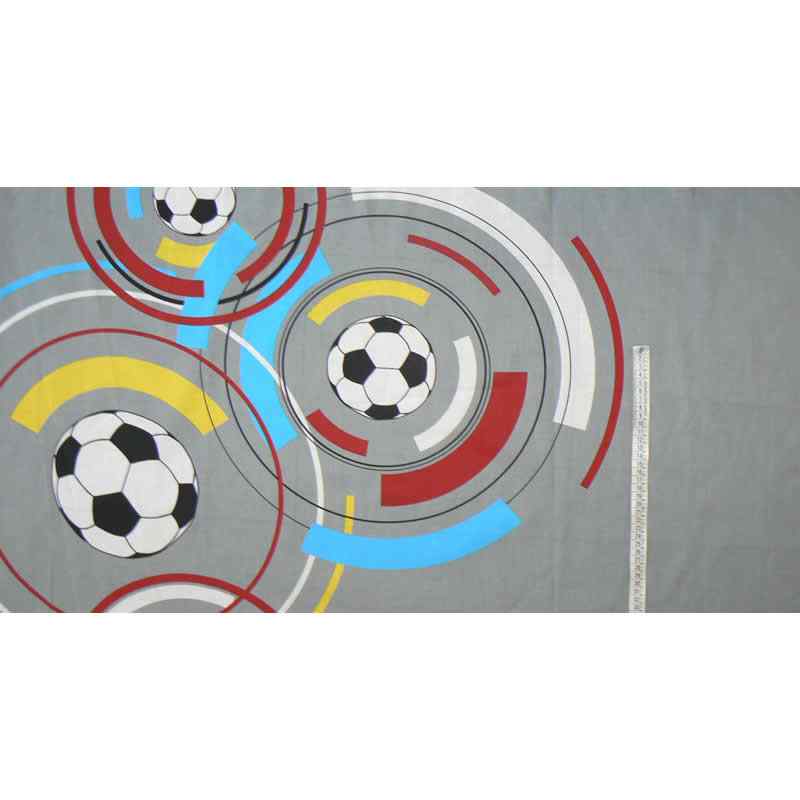 Bavlněná látka 114x158cm fotbalisté šedá zbytek na patchwork (1P117)