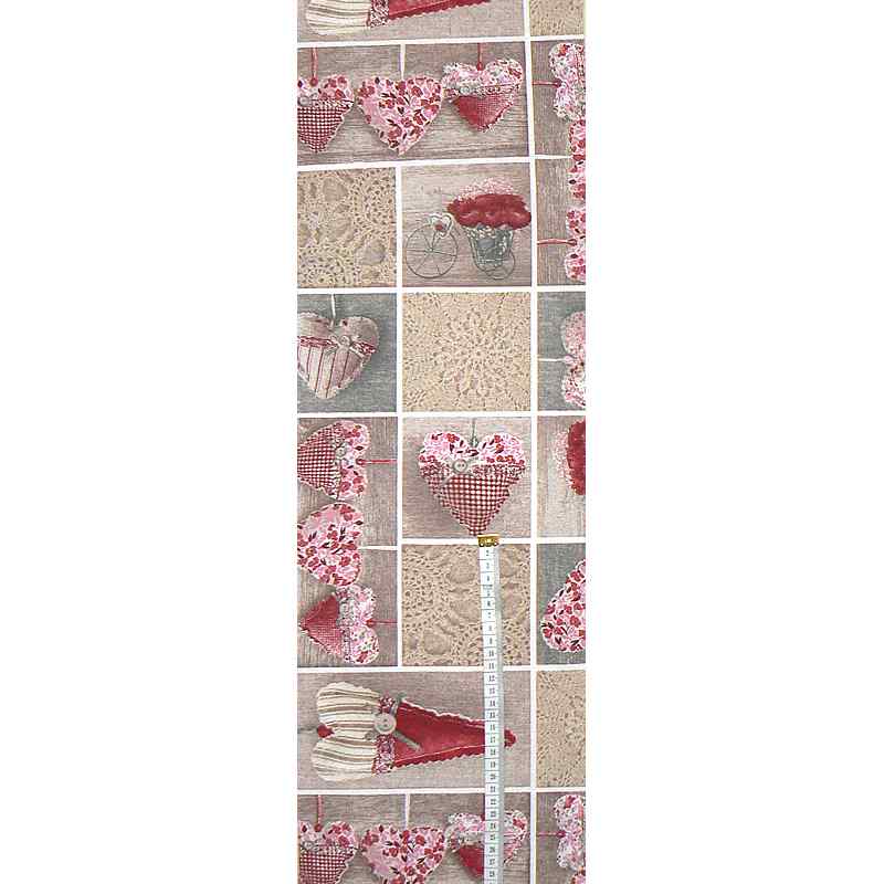 Bavlněná látka srdíčka hnědá 98x24cm zbytek na patchwork (1R79)