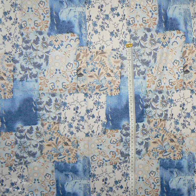 Pružná polyesterová látka hladká 40x150cm modrá patchwork