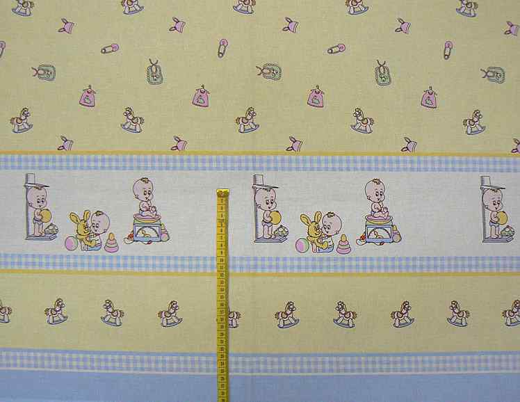 Bavlněná látka baby modrožlutá 70x54 (A2)