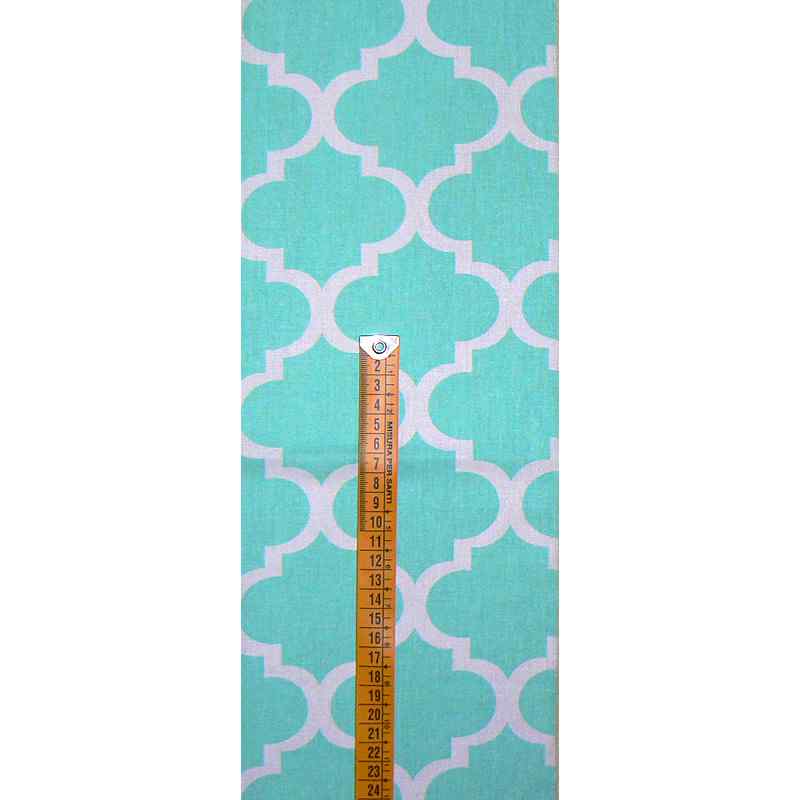 Bavlněná látka 72x14cm ornamenty mint na patchwork (E82)
