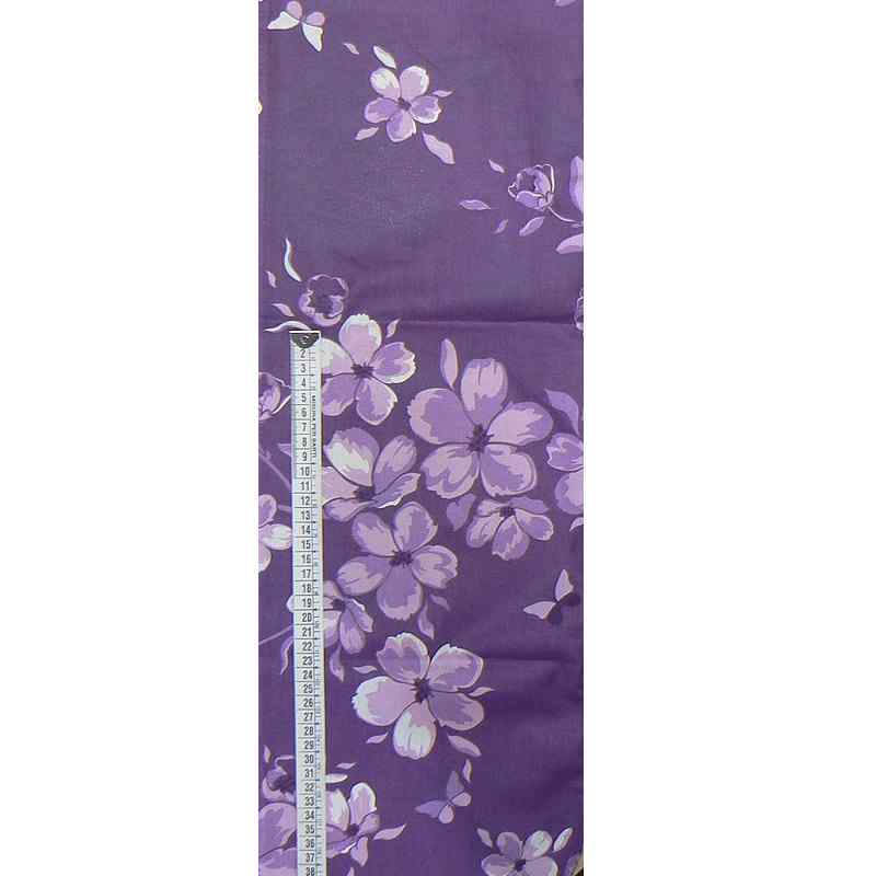 Bavlněná látka 95x29cm květy na fialové zbytek na patchwork(E146)