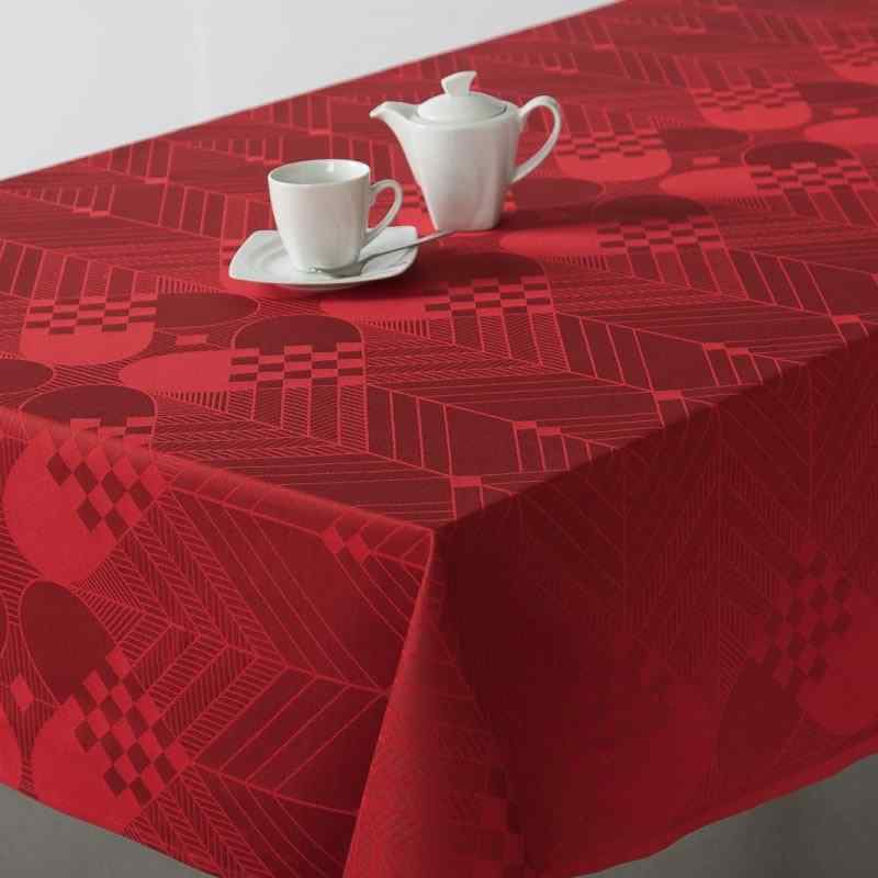 DU18 Vysoce kvalitní damašková ubrusovina žakárový vzor (280g) 168x168cm červená vzor
