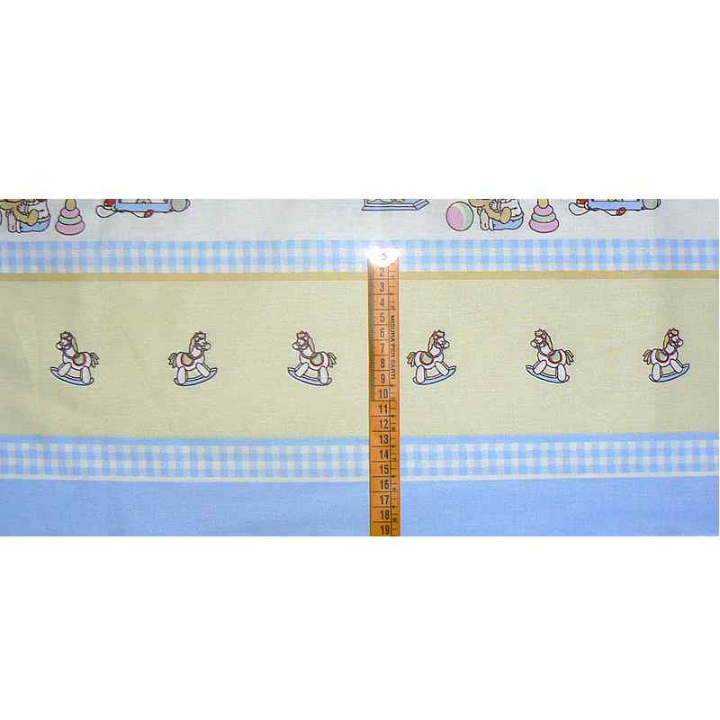 Bavlněná látka 20x140cm baby na žlutomodré zbytek na patchwork (F30)