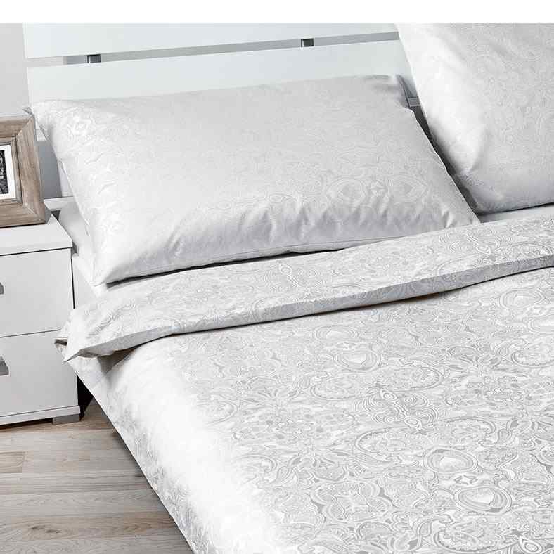 DA920 Exkluzívní bavlněná látka damašek 130x280cm bestar ornament bílá