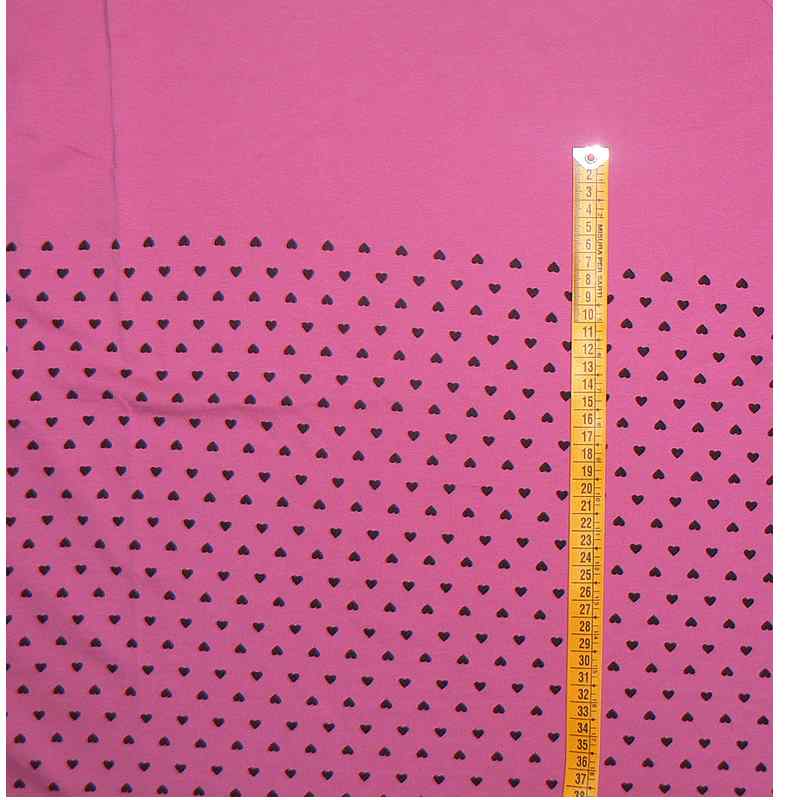 Bavlněný tenký elastický úplet 50x160cm srdíčka na fialové zbytek oděvy (F43)