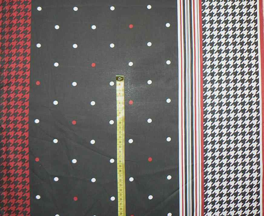 Bavlněná látka 52x53cm černobílá červená (W102)
