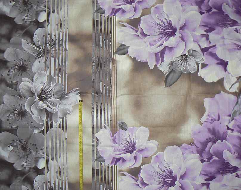 Bavlněná látka fialkové květy hnědá 75x96cm (W21)