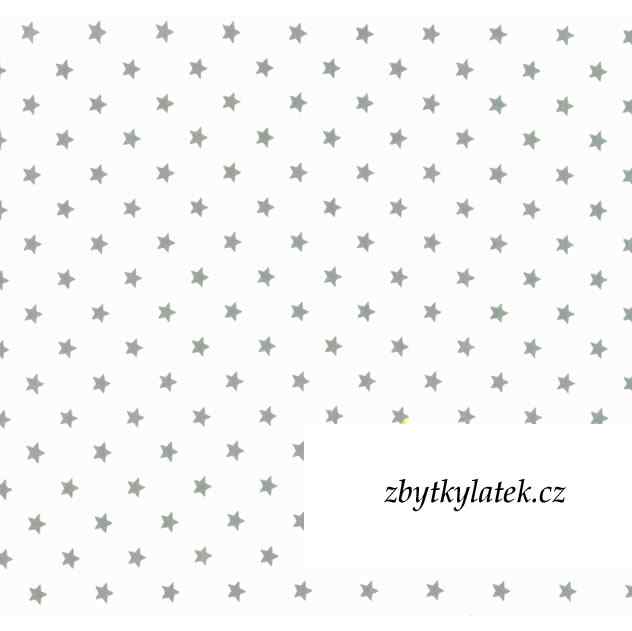 0574D Bavlněná látka plátno 40x79cm šedé hvězdičky na bílé