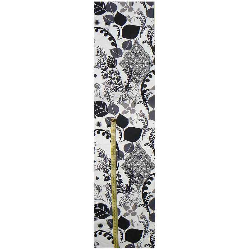 Bavlněná látka 93x17cm béžovočerná vzor zbytek na patchwork (1B42)